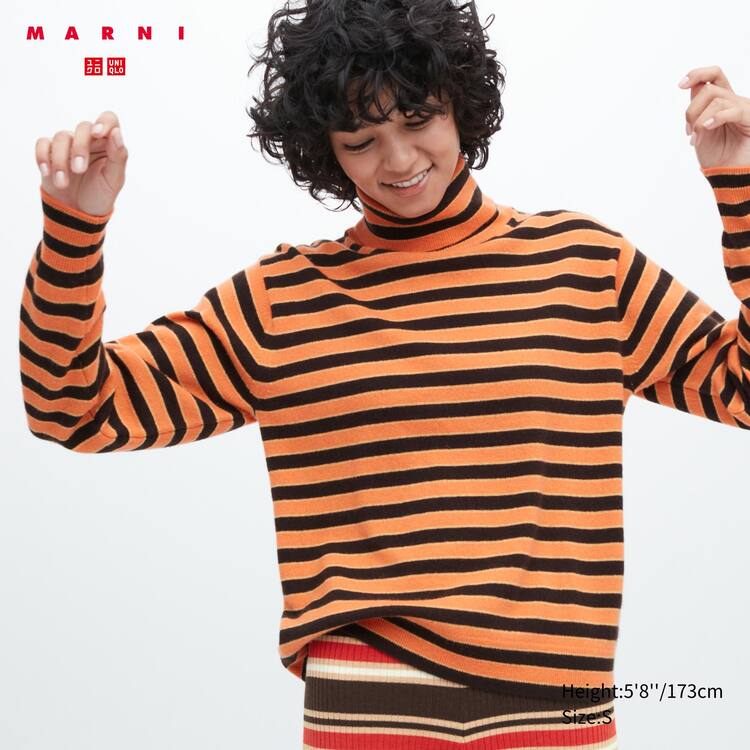 Uniqlo Marni Cashmere Pruhované Turtleneck Pleteniny Damske Oranžové | ZBGCIL-185