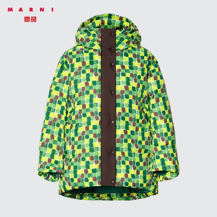Uniqlo Marni Down Printed Oversized Kabáty Damske Zelene | SLEJMV-943