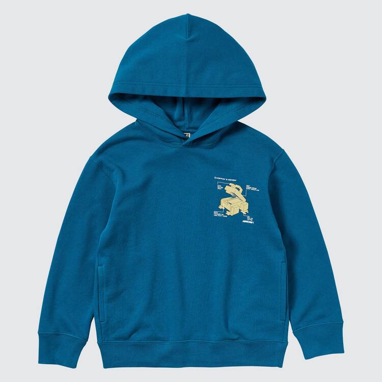 Uniqlo Minecraft Ut Grafika Sweat Mikiny S Kapucňou Detske Modre | SFTYIW-472