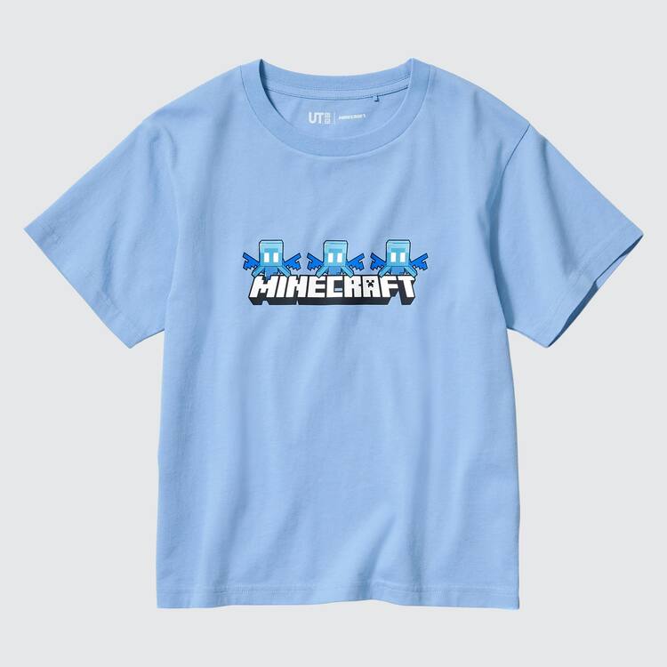 Uniqlo Minecraft Ut Grafika Tricko Detske Modre | FQXCUE-418