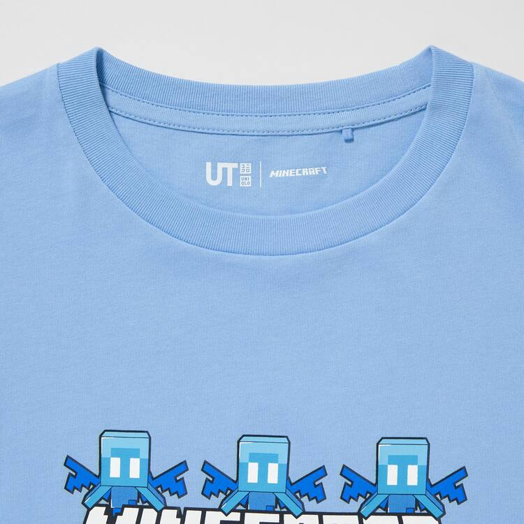 Uniqlo Minecraft Ut Grafika Tricko Detske Modre | FQXCUE-418