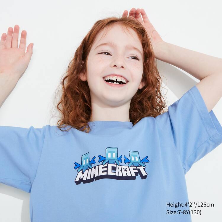 Uniqlo Minecraft Ut Grafika Tricko Detske Modre | FQXCUE-418