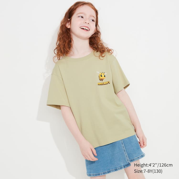 Uniqlo Minecraft Ut Grafika Tricko Detske Béžové | SHCPGM-375