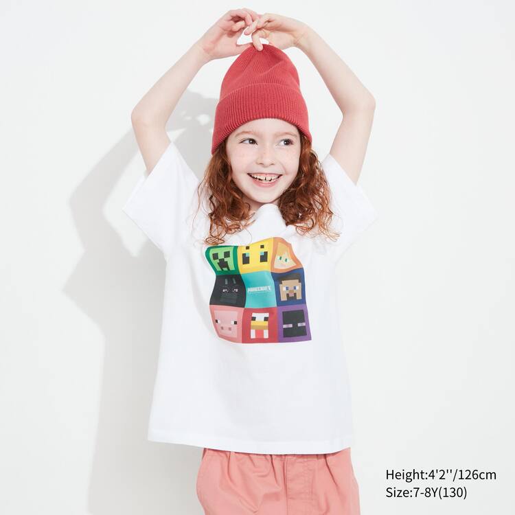 Uniqlo Minecraft Ut Grafika Tricko Detske Biele | XONLMA-049