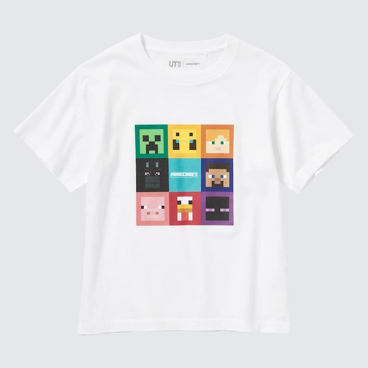 Uniqlo Minecraft Ut Grafika Tricko Detske Biele | XONLMA-049