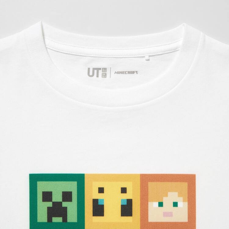 Uniqlo Minecraft Ut Grafika Tricko Detske Biele | XONLMA-049