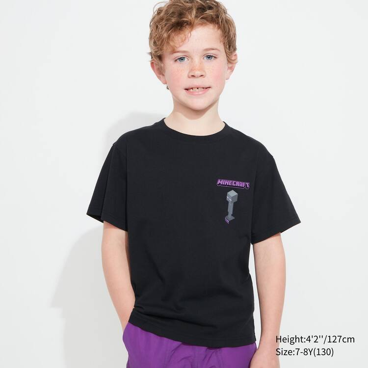 Uniqlo Minecraft Ut Grafika Tricko Detske Čierne | ZOYKIC-629