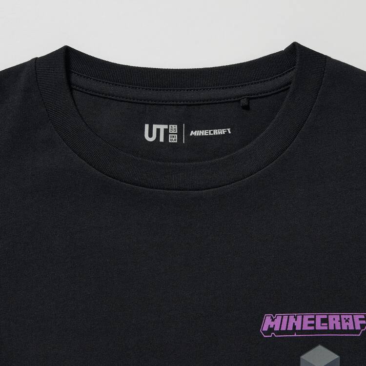 Uniqlo Minecraft Ut Grafika Tricko Detske Čierne | ZOYKIC-629