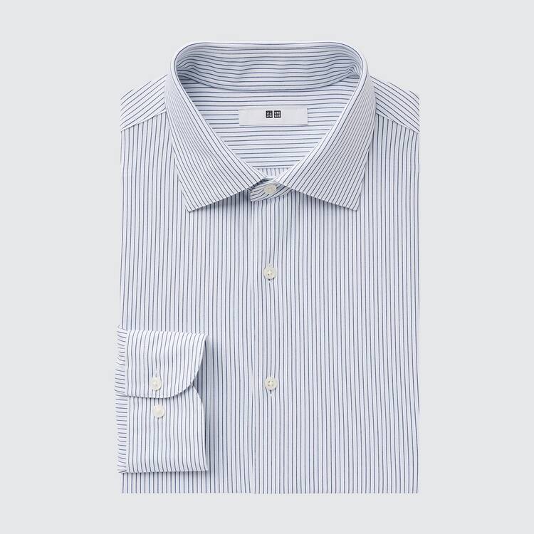 Uniqlo Non-iron Jersey Regular Fit Pruhované (Semi-cutaway Collar) Kosele Panske Modre | ROVFUH-165