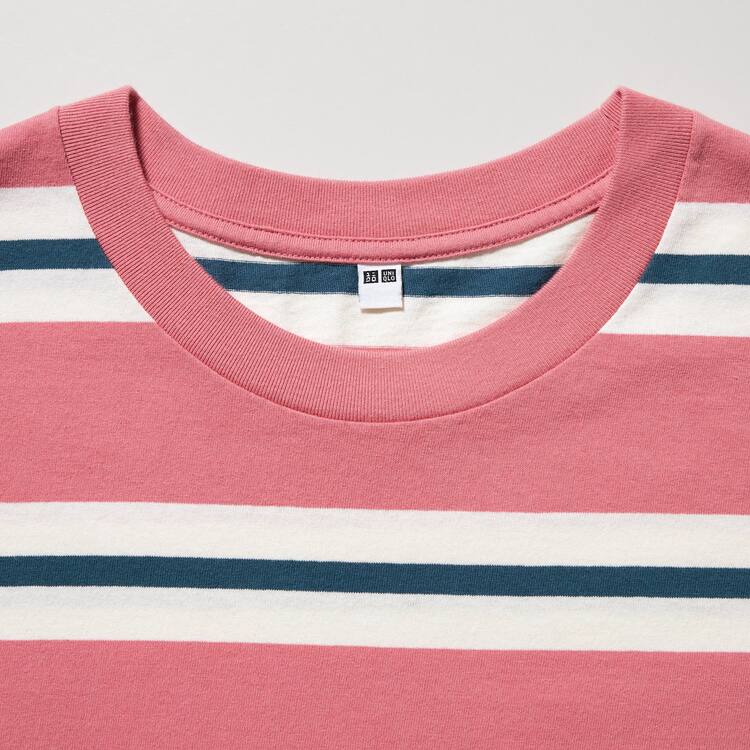 Uniqlo Oversized Pruhované Half Sleeved Tricko Panske Ruzove | LTXCPV-670