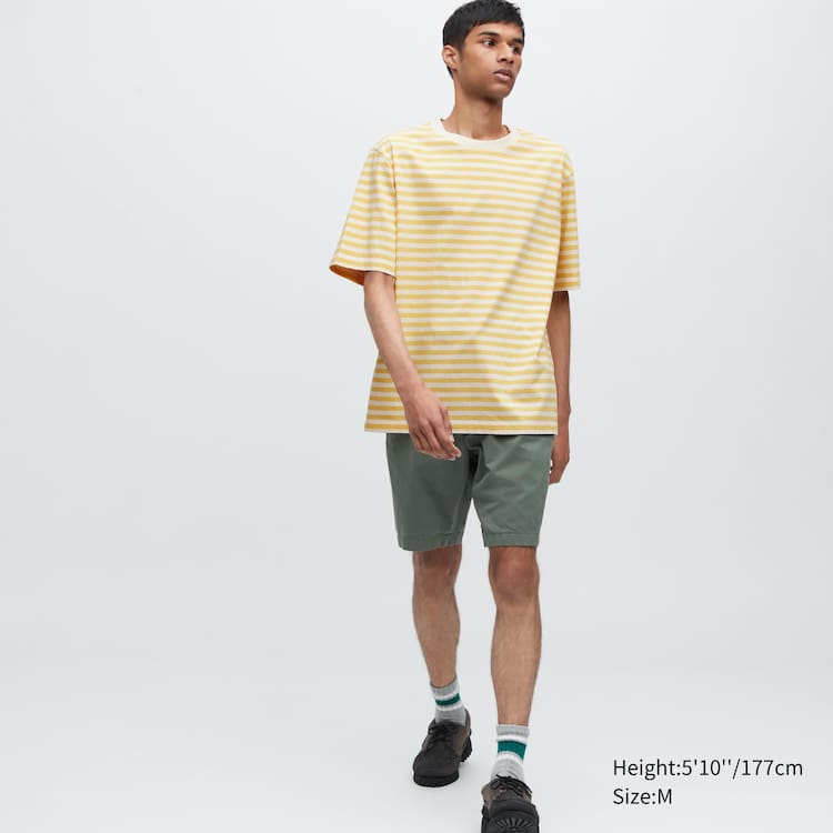 Uniqlo Oversized Pruhované Half Sleeved Tricko Panske Žlté | SIRNQM-526