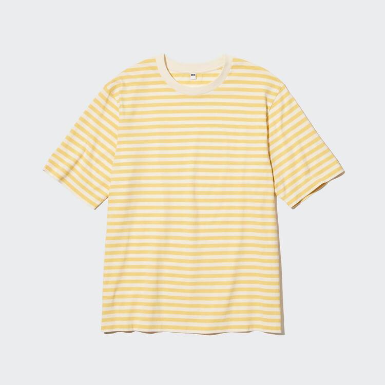 Uniqlo Oversized Pruhované Half Sleeved Tricko Panske Žlté | SIRNQM-526