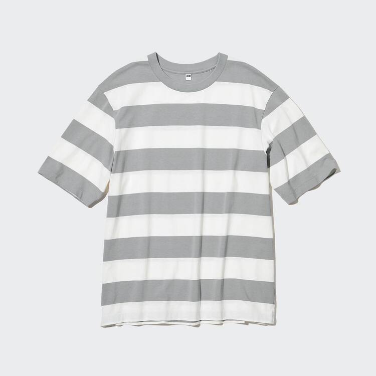 Uniqlo Oversized Pruhované Half Sleeved Tricko Panske Siva | VBERWM-165