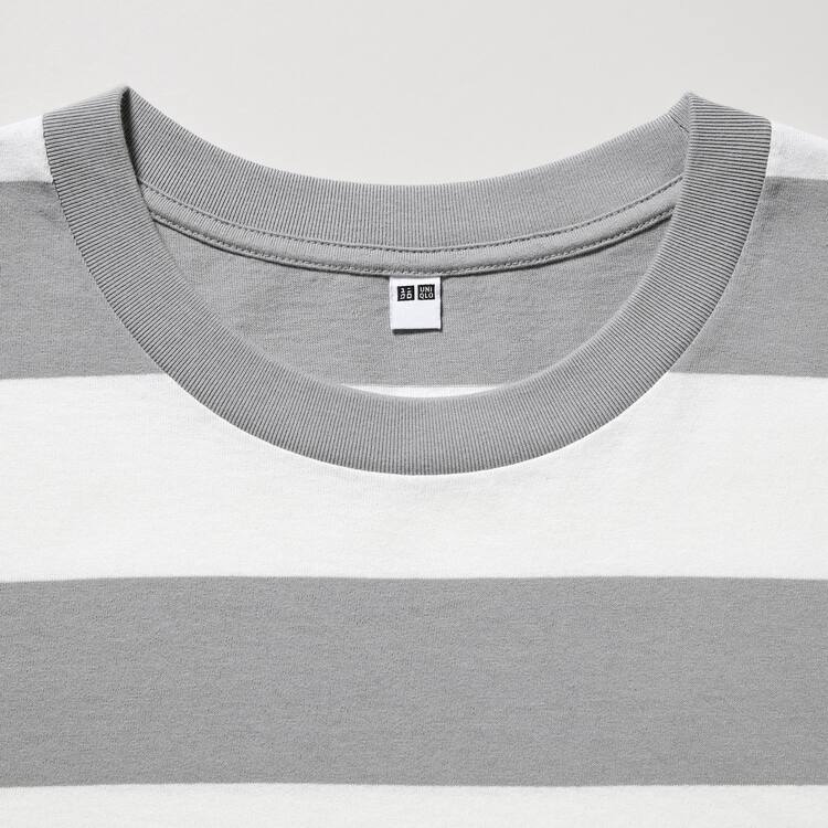 Uniqlo Oversized Pruhované Half Sleeved Tricko Panske Siva | VBERWM-165