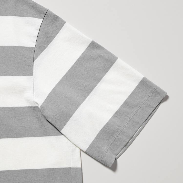 Uniqlo Oversized Pruhované Half Sleeved Tricko Panske Siva | VBERWM-165