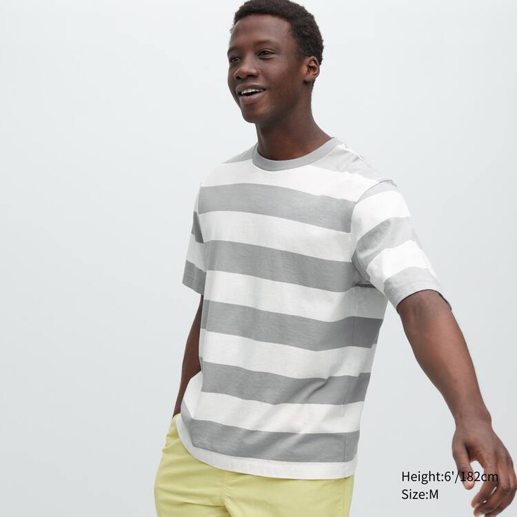 Uniqlo Oversized Pruhované Half Sleeved Tricko Panske Siva | VBERWM-165
