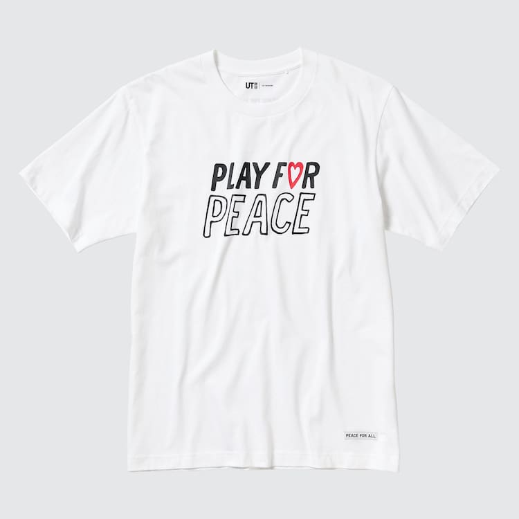 Uniqlo Peace For All Ut Grafika (Kei Nishikori) Tricko Panske Biele | ZELWBX-310