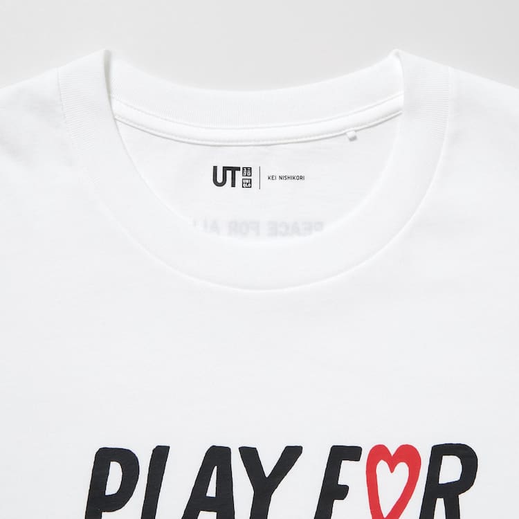 Uniqlo Peace For All Ut Grafika (Kei Nishikori) Tricko Panske Biele | ZELWBX-310