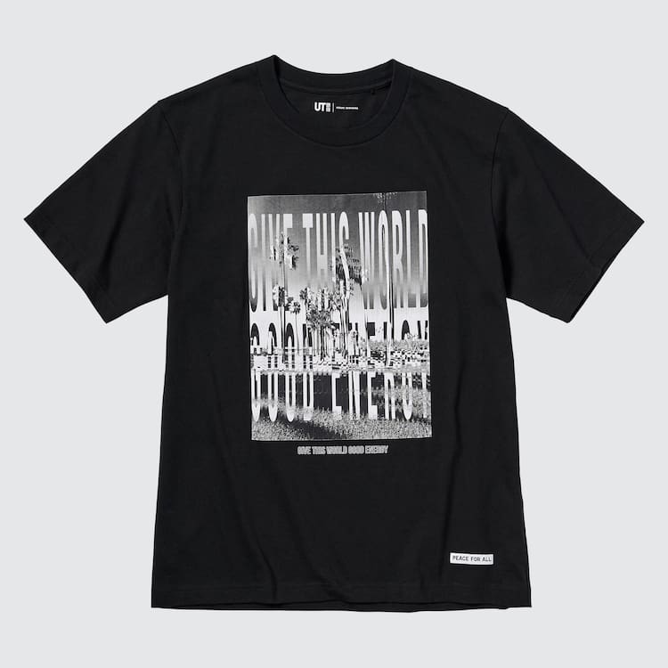 Uniqlo Peace For All Ut Grafika (Kosuke Kawamura) Tricko Panske Čierne | MHIOPV-650