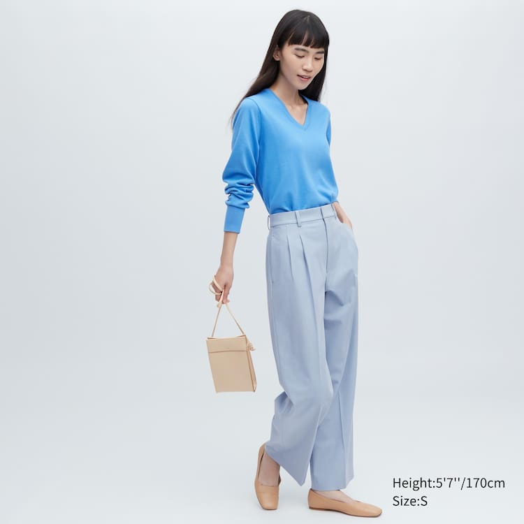 Uniqlo Plisované Siroke Topanky Leg Nohavice Damske Modre | WTNXBG-569