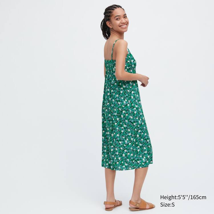 Uniqlo Printed Front Slit Camisole Saty Damske Zelene | DTEILP-708
