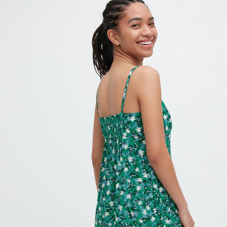 Uniqlo Printed Front Slit Camisole Saty Damske Zelene | DTEILP-708