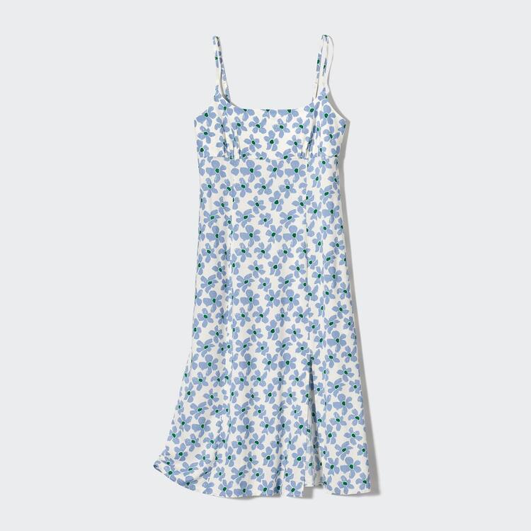 Uniqlo Printed Front Slit Camisole Saty Damske Biele | RNGQWP-576