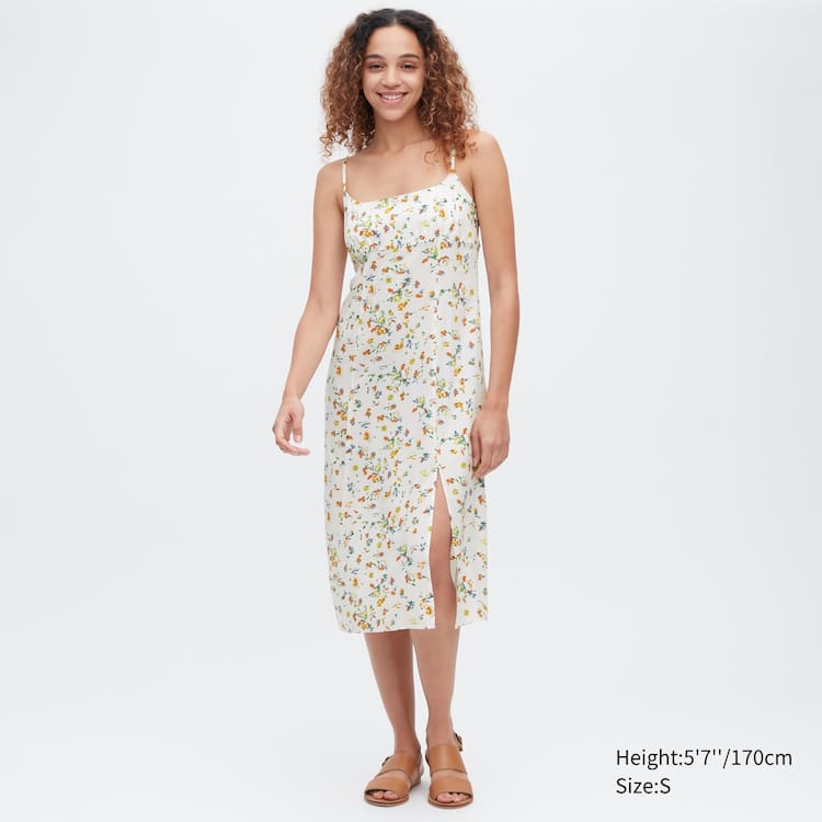 Uniqlo Printed Front Slit Camisole Saty Damske Biele | WMCRPK-739