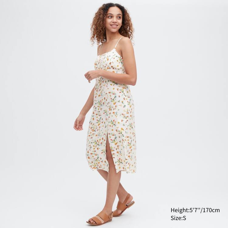 Uniqlo Printed Front Slit Camisole Saty Damske Biele | WMCRPK-739