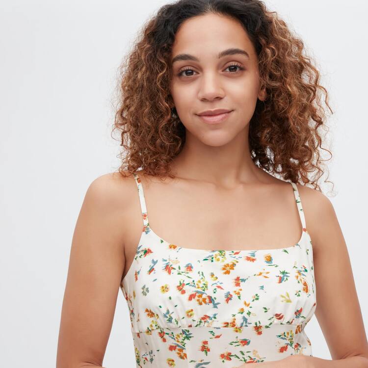 Uniqlo Printed Front Slit Camisole Saty Damske Biele | WMCRPK-739