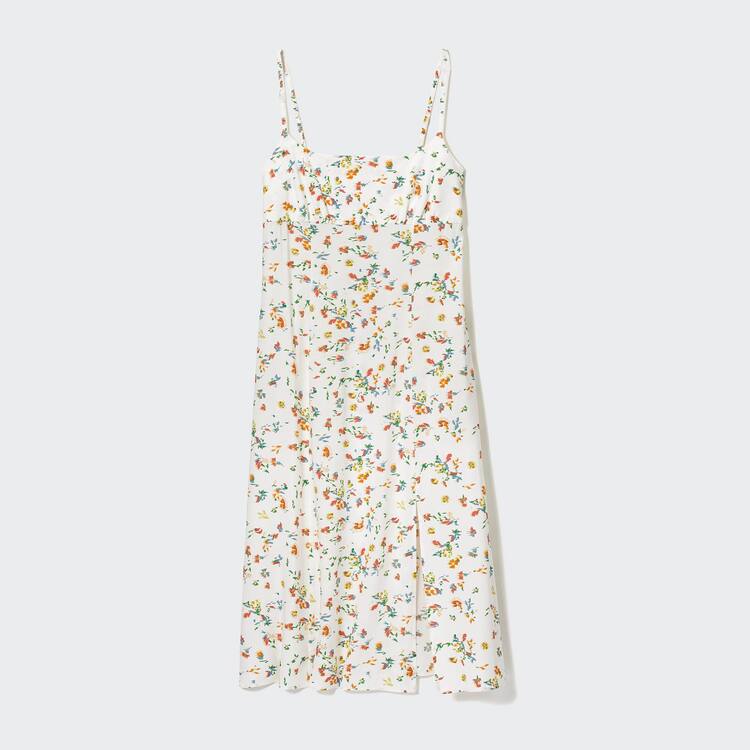 Uniqlo Printed Front Slit Camisole Saty Damske Biele | WMCRPK-739
