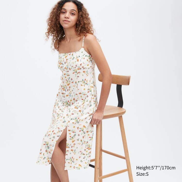 Uniqlo Printed Front Slit Camisole Saty Damske Biele | WMCRPK-739