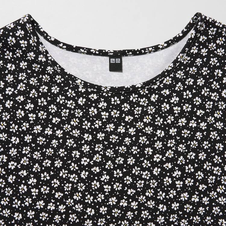 Uniqlo Printed Kratke Sleeved Flared Saty Damske Čierne | BTLVKW-326