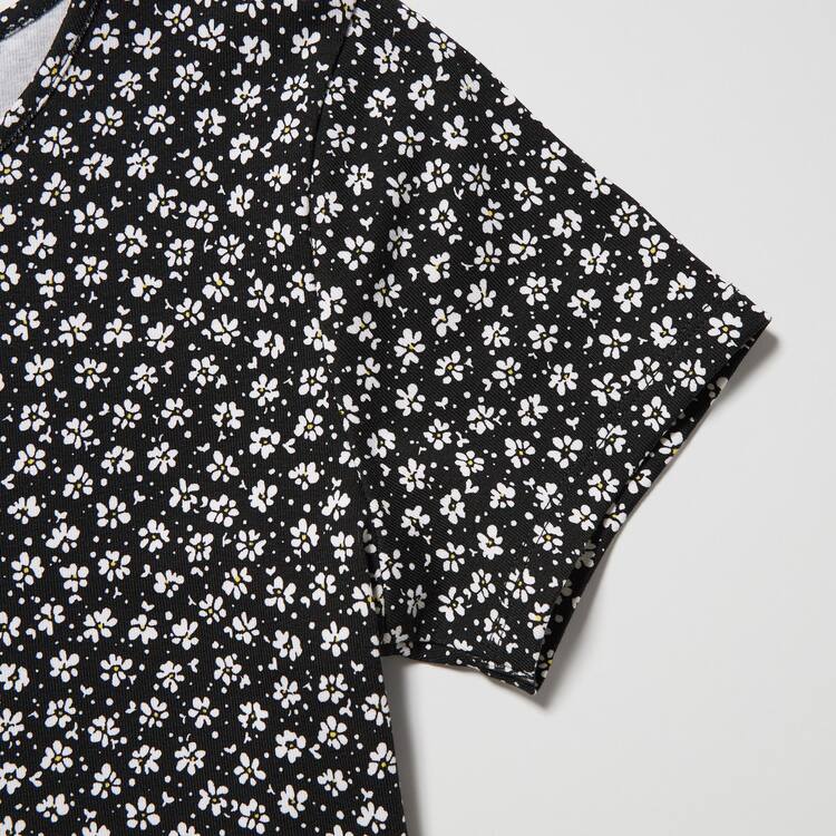 Uniqlo Printed Kratke Sleeved Flared Saty Damske Čierne | BTLVKW-326