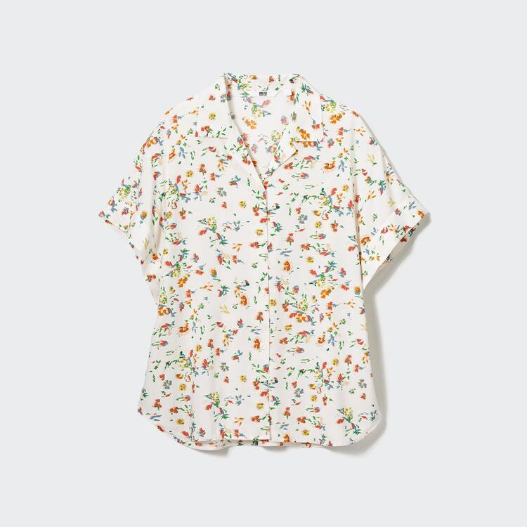 Uniqlo Printed Kratke Sleeved Kosele Damske Biele | BFAMQX-538