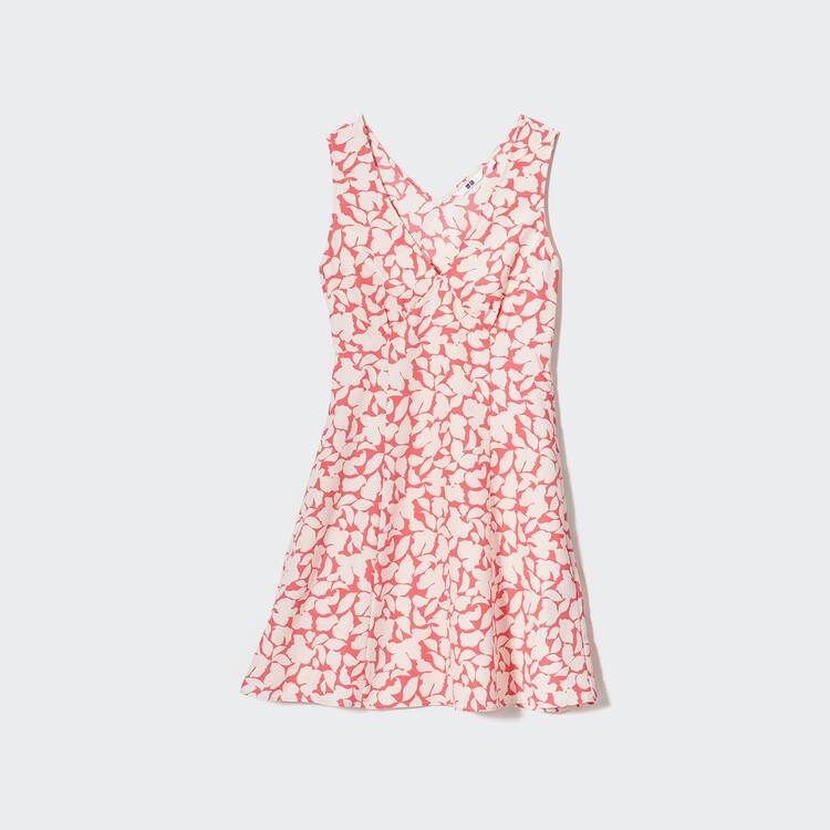 Uniqlo Printed V Neck Bez Rukavov Mini Saty Damske Červené | QXOWNI-279