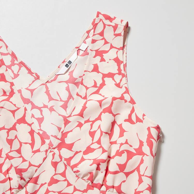Uniqlo Printed V Neck Bez Rukavov Mini Saty Damske Červené | QXOWNI-279