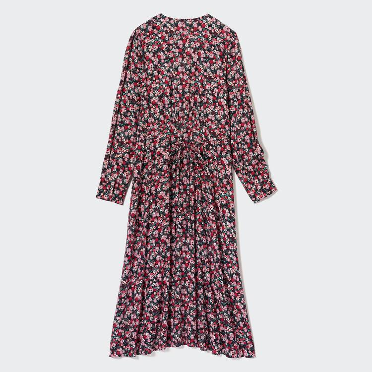 Uniqlo Printed V Neck Flared Long Sleeved Saty Damske Ruzove | BXJWTS-195