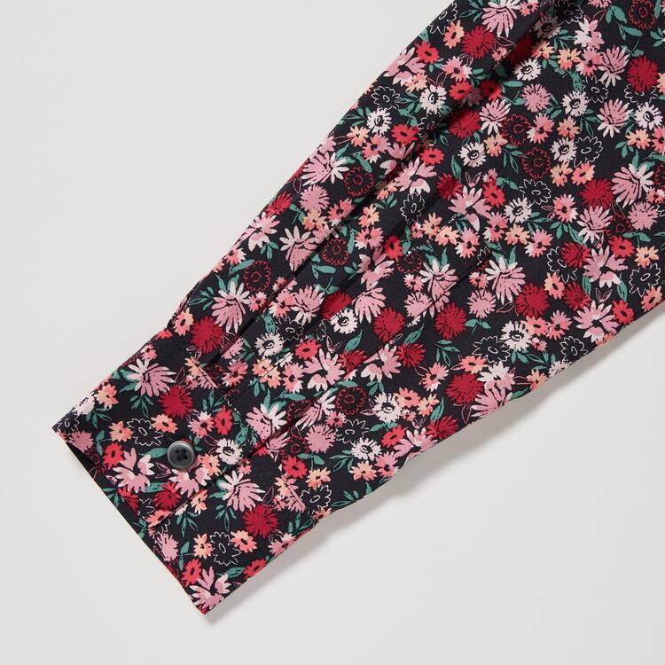 Uniqlo Printed V Neck Flared Long Sleeved Saty Damske Ruzove | BXJWTS-195