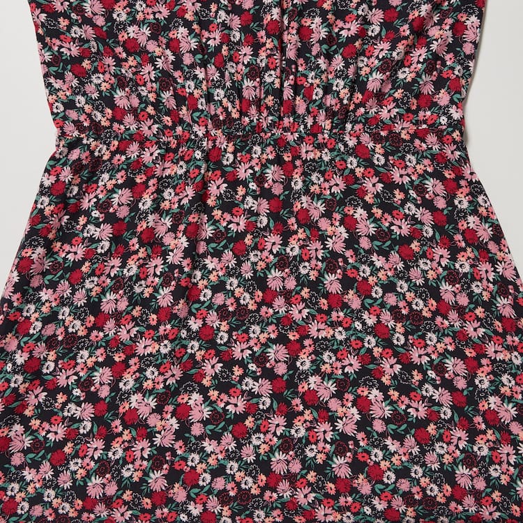 Uniqlo Printed V Neck Flared Long Sleeved Saty Damske Ruzove | BXJWTS-195