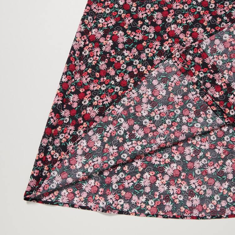 Uniqlo Printed V Neck Flared Long Sleeved Saty Damske Ruzove | BXJWTS-195