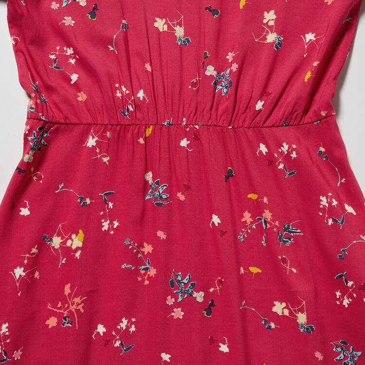 Uniqlo Printed V Neck Flared Long Sleeved Saty Damske Červené | GDQZOT-625