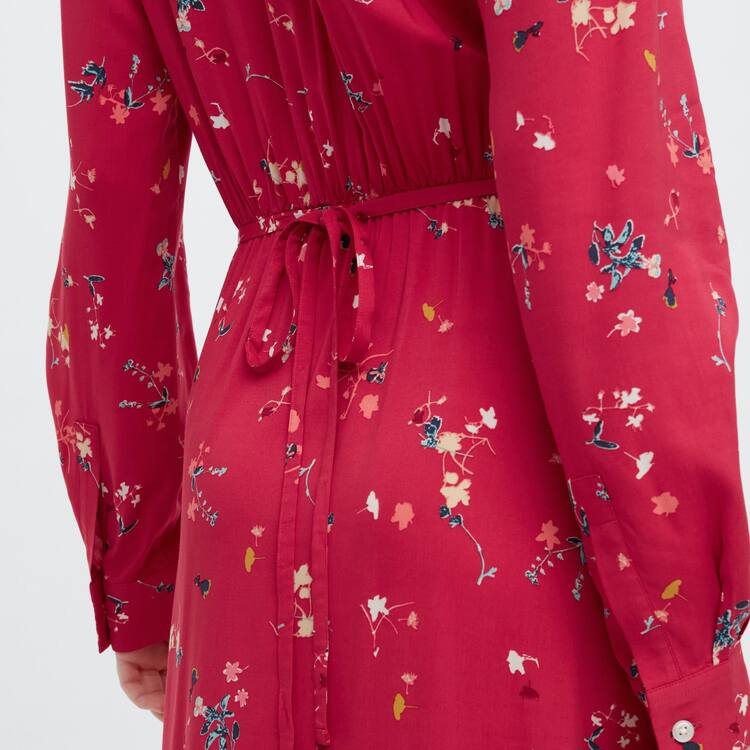 Uniqlo Printed V Neck Flared Long Sleeved Saty Damske Červené | GDQZOT-625