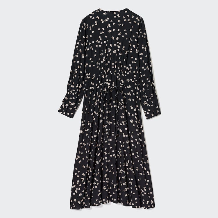 Uniqlo Printed V Neck Flared Long Sleeved Saty Damske Čierne | LGVRON-371
