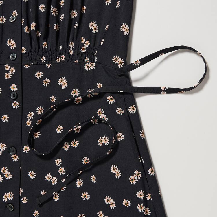Uniqlo Printed V Neck Flared Long Sleeved Saty Damske Čierne | LGVRON-371
