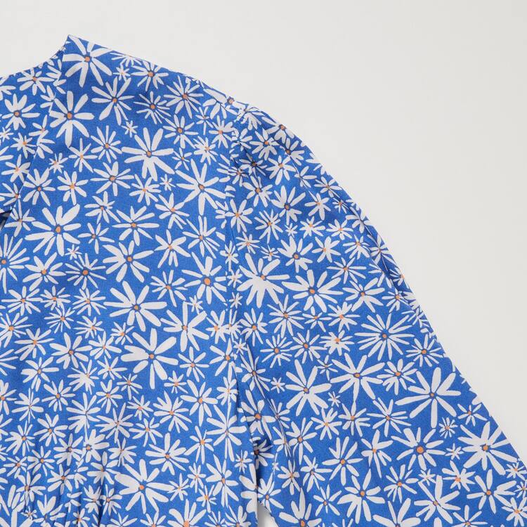 Uniqlo Printed V Neck Long Sleeved Blúzky Damske Modre | FMLKZP-278