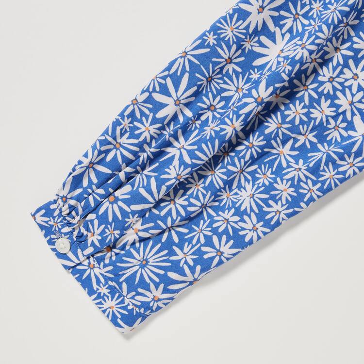 Uniqlo Printed V Neck Long Sleeved Blúzky Damske Modre | FMLKZP-278