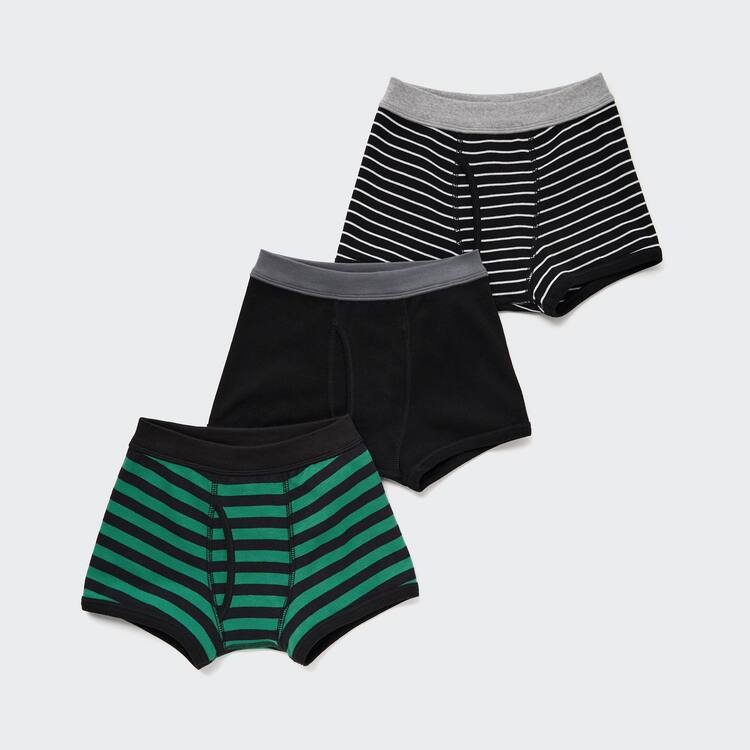 Uniqlo Pruhované Boxer (Three Pairs) Spodne Pradlo Detske Čierne Zelene Siva | PFEVZS-264