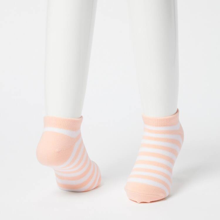 Uniqlo Pruhované Kratke (Three Pairs) Ponozky Detske Svetlo Oranžové Biele | CEAPNI-643