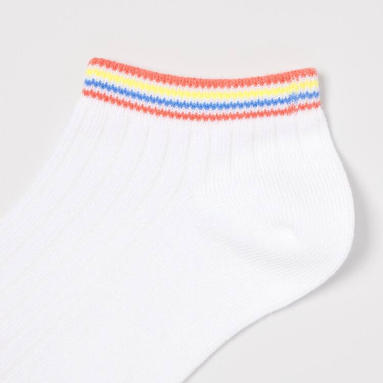 Uniqlo Pruhované Kratke (Three Pairs) Ponozky Detske Svetlo Oranžové Biele | CEAPNI-643